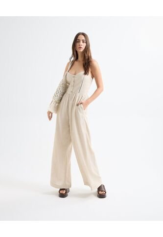 Enterizo Para Mujer Manga Sisa Color Beige Marca Seven Seven #28320428 Seven Seven