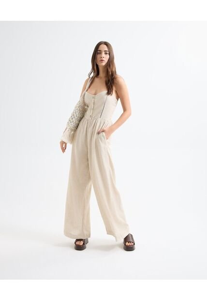 Enterizo Para Mujer Manga Sisa Color Beige Marca Seven Seven #28320428