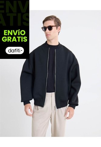Chaqueta Bomber En Scuba  Para Hombre Negro Seven Seven Seven Seven