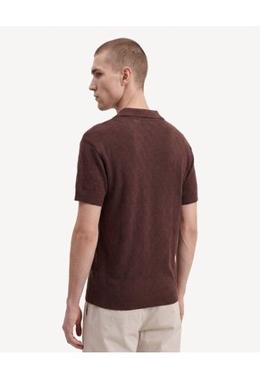 Polo De Textura Perforada Para Hombre Café Seven Seven