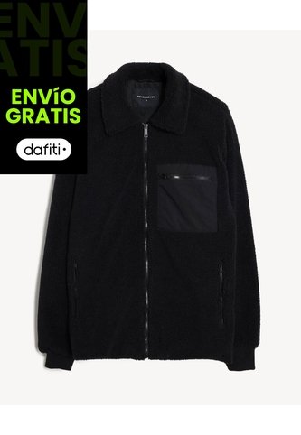 Chaqueta Afelpada Con Bolsillos  Para Hombre Negro Seven Seven Seven Seven