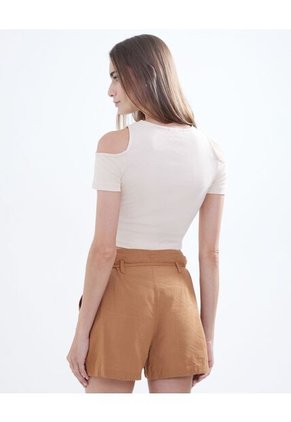 Camiseta Para Mujer Manga Corta Color Cafe  Marca Seven Seven #28095675