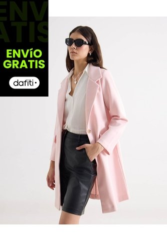 Abrigo De Paño  Para Mujer Rosa Seven Seven Seven Seven
