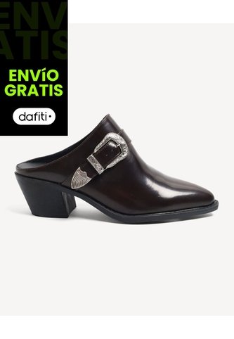 Botas Tipo Mules Western Con Hebilla  Para Mujer Café Seven Seven Seven Seven