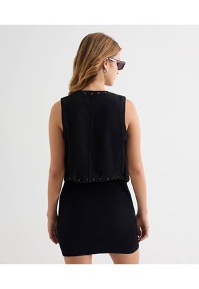 Chaleco Negro Con Taches Metálicos  Para Mujer Negro Seven Seven