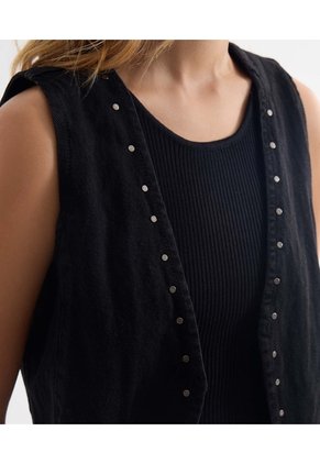 Chaleco Negro Con Taches Metálicos  Para Mujer Negro Seven Seven