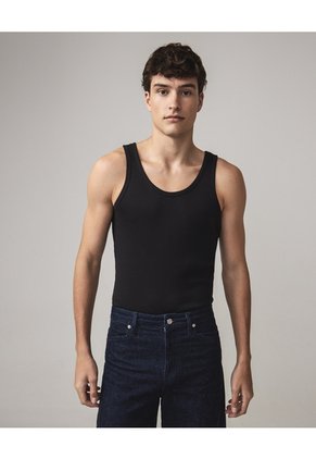 Tank Top Slim En Rib  Para Hombre Negro Seven Seven