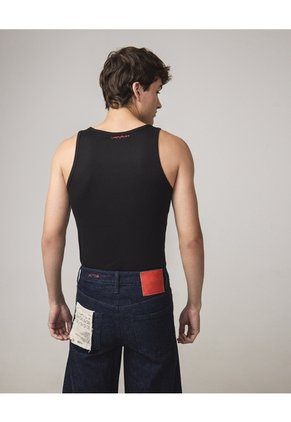Tank Top Slim En Rib  Para Hombre Negro Seven Seven