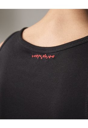 Tank Top Slim En Rib  Para Hombre Negro Seven Seven
