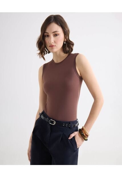 Camiseta Para Mujer Manga Sisa Moda Color Café Marca Seven Seven #28096578