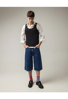 Tank Top Slim En Rib  Para Hombre Negro Seven Seven