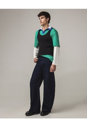 Tank Top Slim En Rib  Para Hombre Negro Seven Seven
