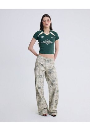Jean Baggy Con Estampado Y Picos  Para Mujer Gris Seven Seven