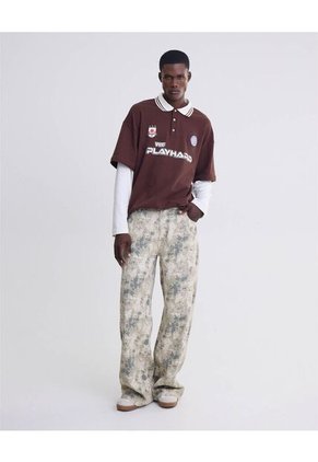 Jean Baggy Con Estampado Y Picos  Para Mujer Gris Seven Seven