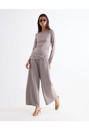 Camiseta  Para Mujer Manga Larga Moda Color Taupe Marca Seven Seven #28099708