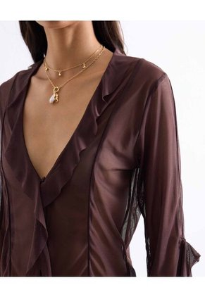 Camiseta  Para Mujer Manga Larga Moda Color Café Marca Seven Seven #28098533