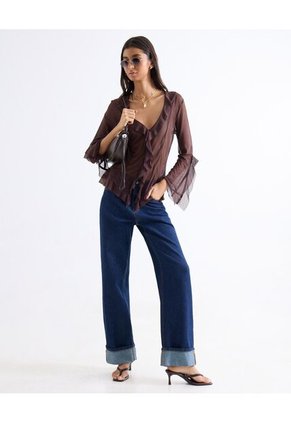 Camiseta  Para Mujer Manga Larga Moda Color Café Marca Seven Seven #28098533