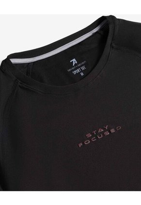 Camiseta Deportiva Texturizada  Para Hombre Negro Seven Seven