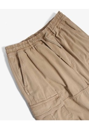 Pantalón Cargo Con Pretina Elástica  Para Hombre Beige Seven Seven