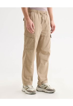 Pantalón Cargo Con Pretina Elástica  Para Hombre Beige Seven Seven