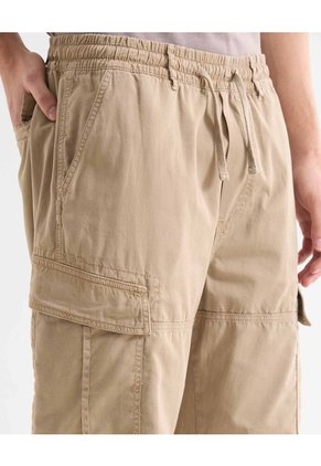 Pantalón Cargo Con Pretina Elástica  Para Hombre Beige Seven Seven