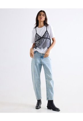 Camiseta  Para Mujer Manga Corta Cuello Redondo Color Blanco Marca Seven Seven #28098238