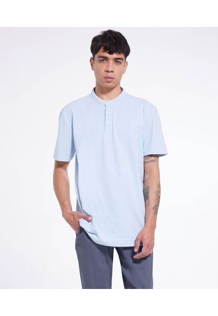 Polo Para Hombre Cuello Mao  Color Celeste Marca Seven Seven #45110767