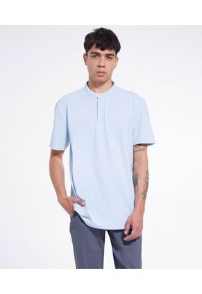 Polo Para Hombre Cuello Mao  Color Celeste Marca Seven Seven #45110767