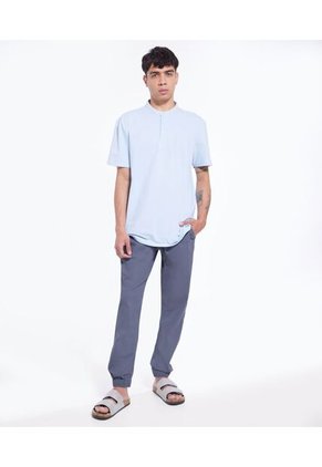 Polo Para Hombre Cuello Mao  Color Celeste Marca Seven Seven #45110767