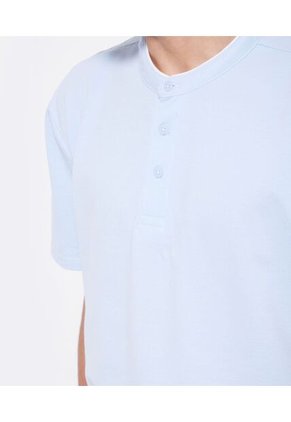 Polo Para Hombre Cuello Mao  Color Celeste Marca Seven Seven #45110767