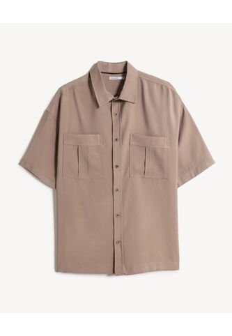 Camisa Para Hombre Manga Corta Con Bolsillo Cuello Casual M Color Café Marca Seven Seven #45012189 Seven Seven