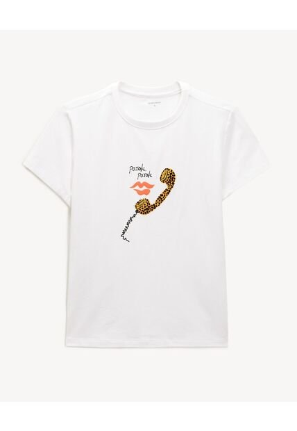 Camiseta Para Mujer Manga Corta Cuello Redondo Color Crudo Marca Seven Seven #28096535