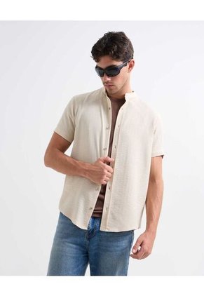 Camisa Para Hombre Manga Corta  Color Arena Marca Seven Seven #45012094