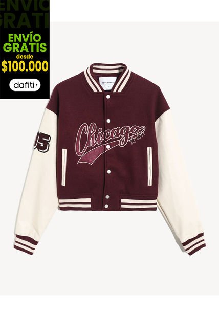 Chaqueta Para Mujer Bomber Color Vino Marca Seven Seven #28080967