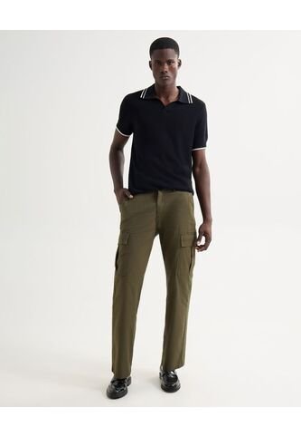 Polo Para Hombre Cuello Tejido Sin Bolsillo Color Negro Marca Seven Seven #45110873 Seven Seven