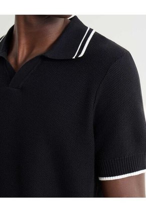 Polo Para Hombre Cuello Tejido Sin Bolsillo Color Negro Marca Seven Seven #45110873