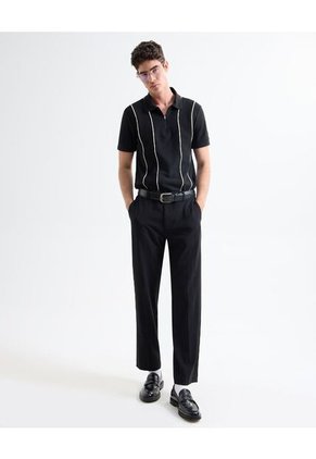 Polo Para Hombre Cuello Tejido Color Negro Marca Seven Seven #45110846