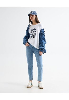 Camiseta Para Mujer Manga Corta Cuello Redondo Color Crudo Marca Seven Seven #28096203