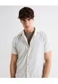 Camisa Resort De Rayas  Para Hombre Crema Seven Seven de Seven Seven