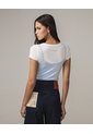 Camiseta Ajustada Cuello Amplio  Para Mujer Crudo Seven Seven de Seven Seven