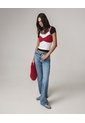 Camiseta Ajustada Cuello Amplio  Para Mujer Crudo Seven Seven de Seven Seven