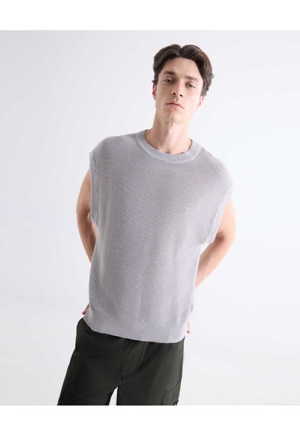 Camiseta Texturizada Sin Mangas  Para Hombre Gris Seven Seven