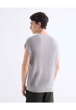 Camiseta Texturizada Sin Mangas  Para Hombre Gris Seven Seven