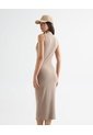 Vestido Midi Manga Sisa  Para Mujer Café Seven Seven de Seven Seven