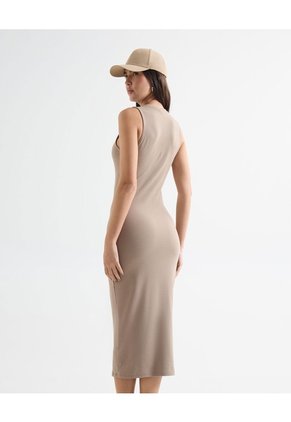 Vestido Midi Manga Sisa  Para Mujer Café Seven Seven