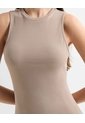Vestido Midi Manga Sisa  Para Mujer Café Seven Seven de Seven Seven