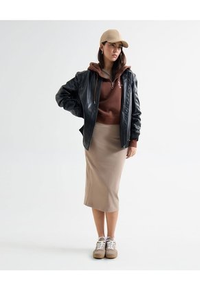 Vestido Midi Manga Sisa  Para Mujer Café Seven Seven