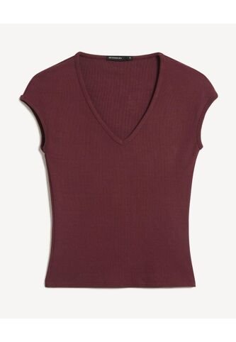 Camiseta Para Mujer Manga Corta Cuello V Color Vino Marca Seven Seven #28096585 Seven Seven