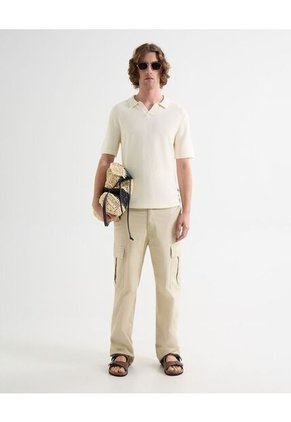 Polo Para Hombre Cuello Tejido Sin Bolsillo Color Beige Marca Seven Seven #45110894