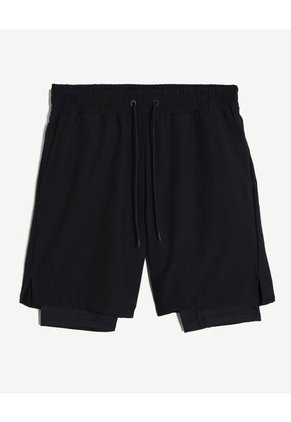 Bermuda Para Hombre Biker Interno Largo Color Negro Marca Seven Seven #45100651